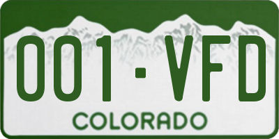 CO license plate 001VFD