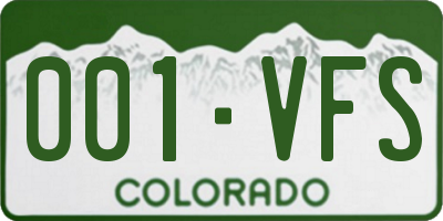 CO license plate 001VFS