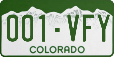 CO license plate 001VFY