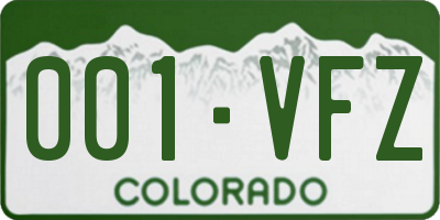 CO license plate 001VFZ