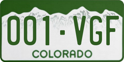 CO license plate 001VGF