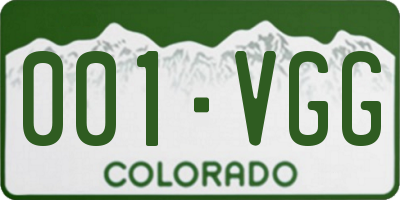 CO license plate 001VGG