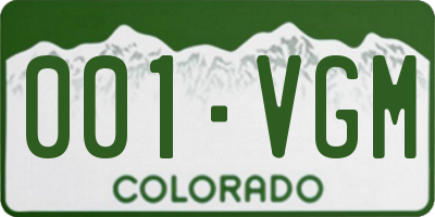 CO license plate 001VGM