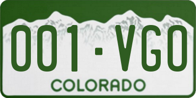 CO license plate 001VGO