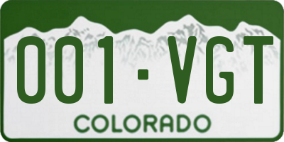 CO license plate 001VGT
