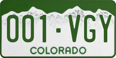 CO license plate 001VGY