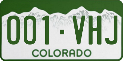 CO license plate 001VHJ