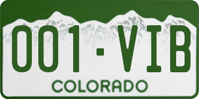 CO license plate 001VIB