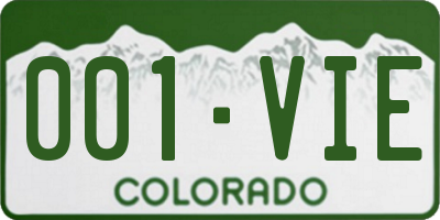 CO license plate 001VIE