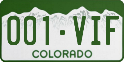 CO license plate 001VIF