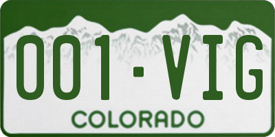CO license plate 001VIG