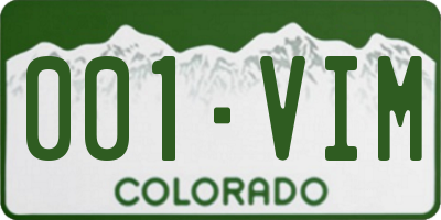 CO license plate 001VIM