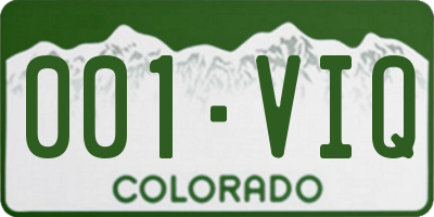 CO license plate 001VIQ