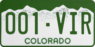 CO license plate 001VIR