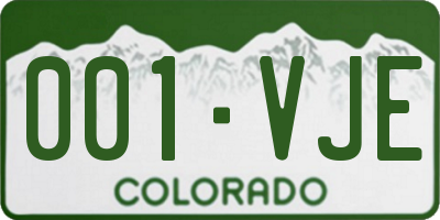 CO license plate 001VJE