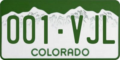 CO license plate 001VJL