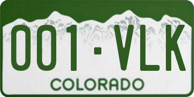 CO license plate 001VLK