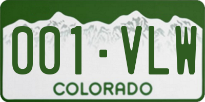 CO license plate 001VLW