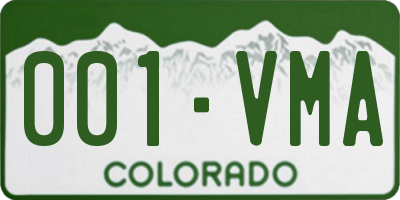 CO license plate 001VMA