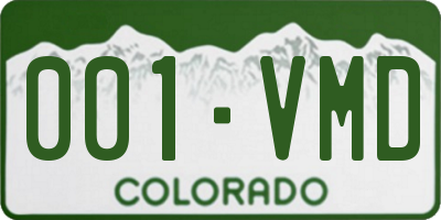 CO license plate 001VMD