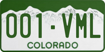 CO license plate 001VML