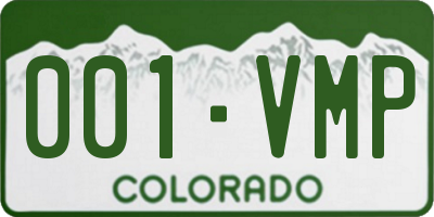 CO license plate 001VMP