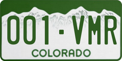 CO license plate 001VMR