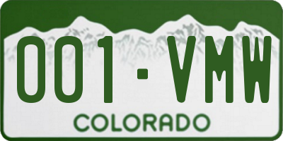 CO license plate 001VMW