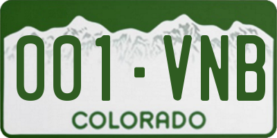 CO license plate 001VNB