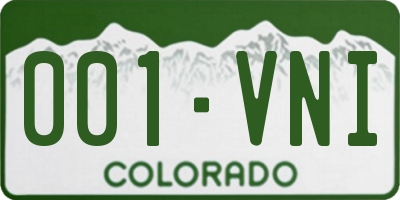 CO license plate 001VNI