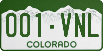 CO license plate 001VNL