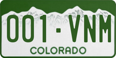 CO license plate 001VNM
