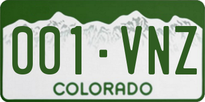 CO license plate 001VNZ