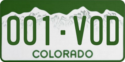 CO license plate 001VOD