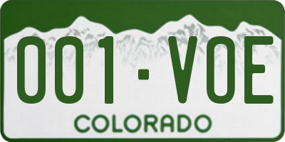 CO license plate 001VOE
