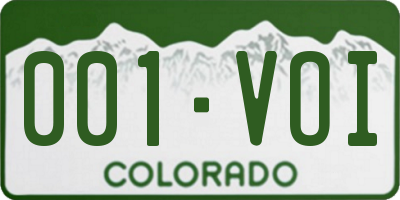 CO license plate 001VOI