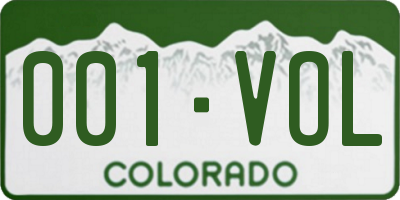 CO license plate 001VOL