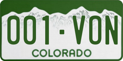 CO license plate 001VON