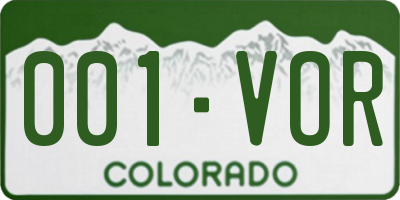 CO license plate 001VOR