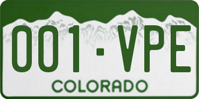 CO license plate 001VPE
