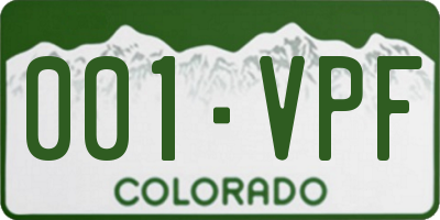 CO license plate 001VPF