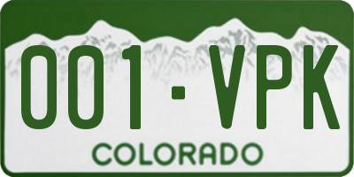 CO license plate 001VPK