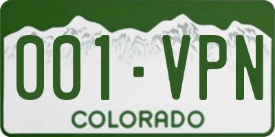 CO license plate 001VPN