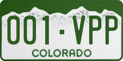 CO license plate 001VPP