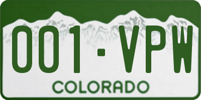 CO license plate 001VPW