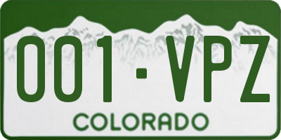 CO license plate 001VPZ