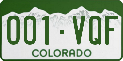 CO license plate 001VQF