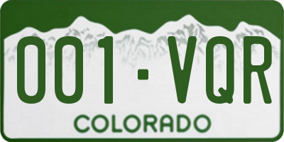 CO license plate 001VQR