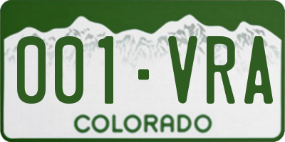 CO license plate 001VRA