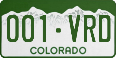 CO license plate 001VRD